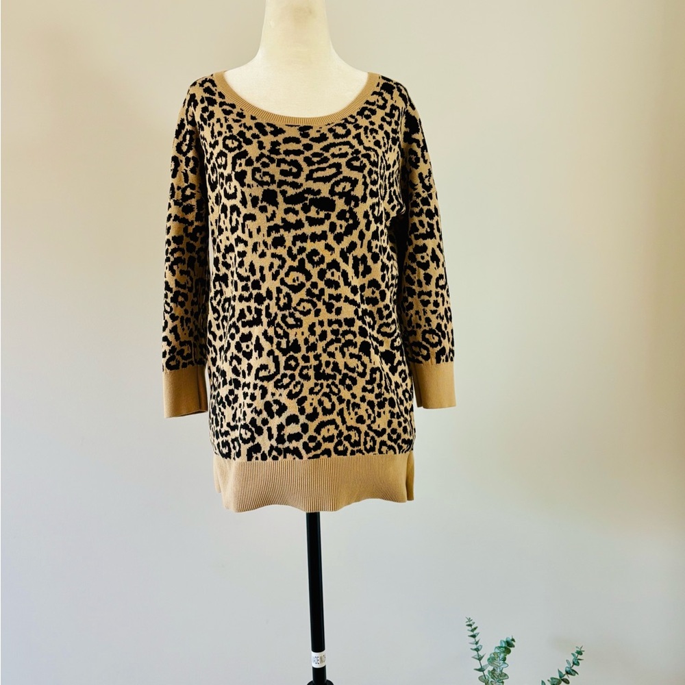 Banana Republic Tan and Black Animal Print Sweater